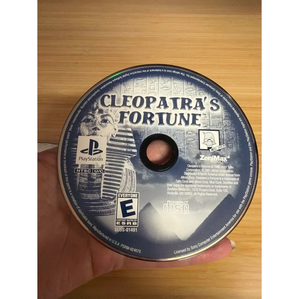PS1 Cleopatra's Fortune CIB Water Damaged Manual Untested Puzzle Game